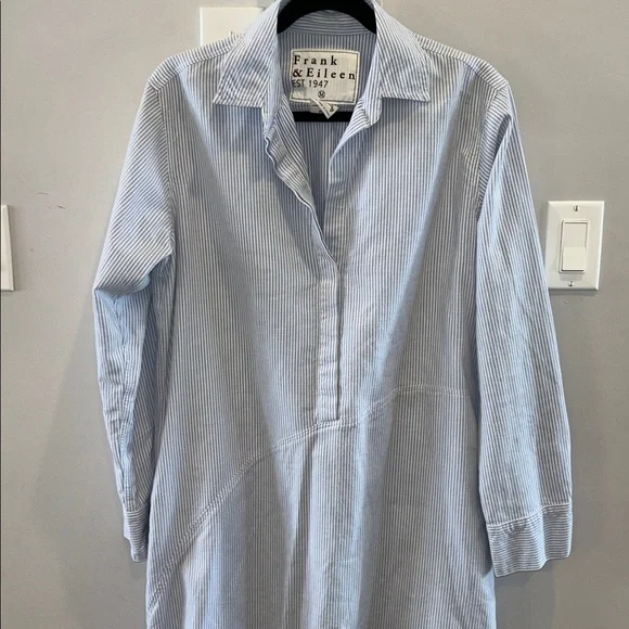 Frank + Eileen Drake Stripe Shirt Dress Blue White - Picture 6 of 13